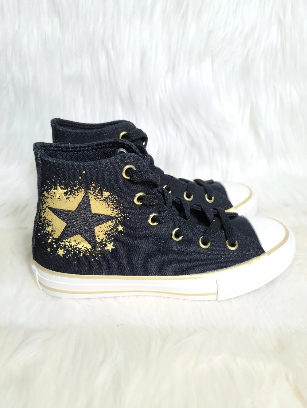 Converse Chuck Taylor All Star Black Gold Kids 13 NEW